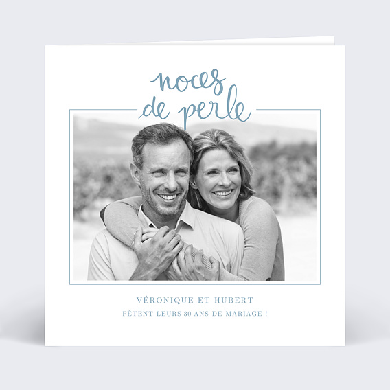 Invitation anniversaire mariage Typo Perle
