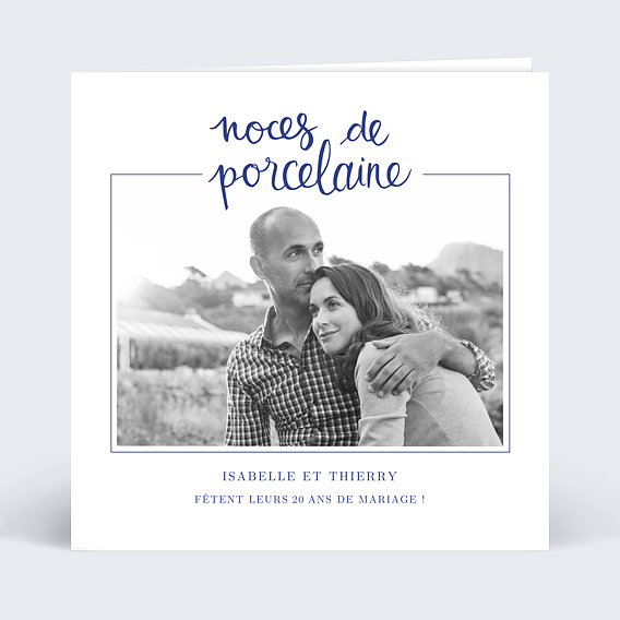 Invitation anniversaire de mariage Typo Porcelaine