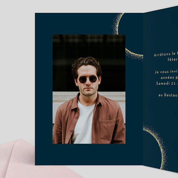 Invitation anniversaire Halo Lumineux Intérieur Gauche