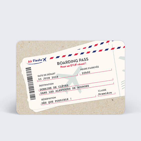 Carte Invitation EVJF Boarding Pass