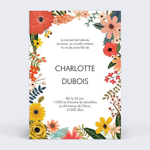 Carte Invitation EVJF Bouquet Printanier