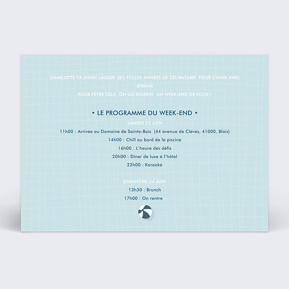 Carte invitation EVJF Pool Verso