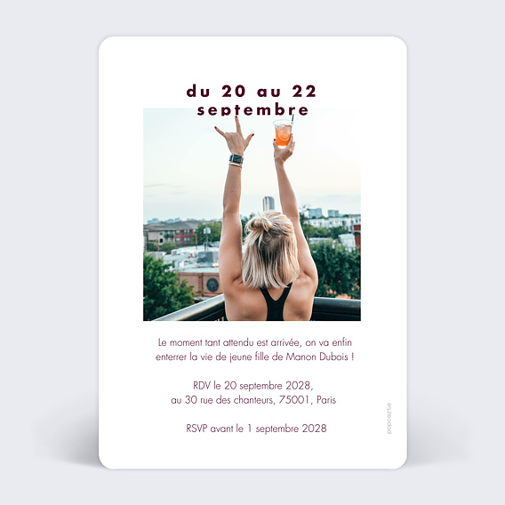 Carte invitation EVJF Vin à Volonté Verso