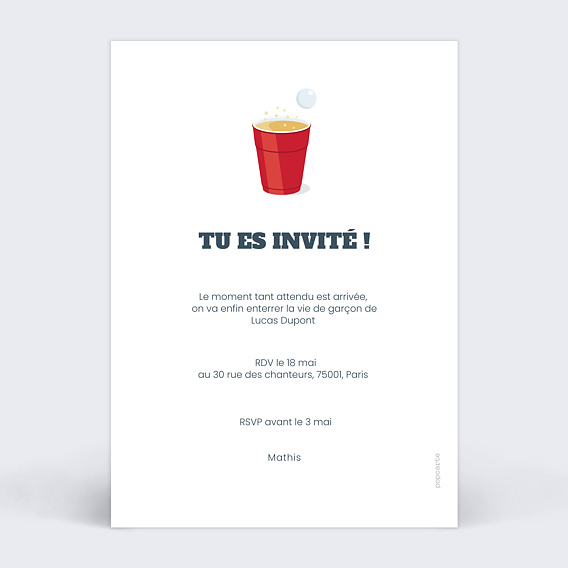 Carte invitation EVJF Beer Pong Verso