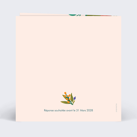 Carte invitation EVJF Jardin Enchanté Verso