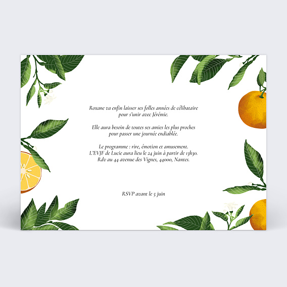 Carte invitation EVJF Acidulé Verso