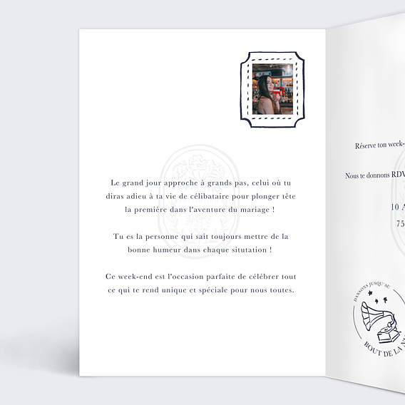 Carte invitation EVJF Passeport Intérieur Gauche