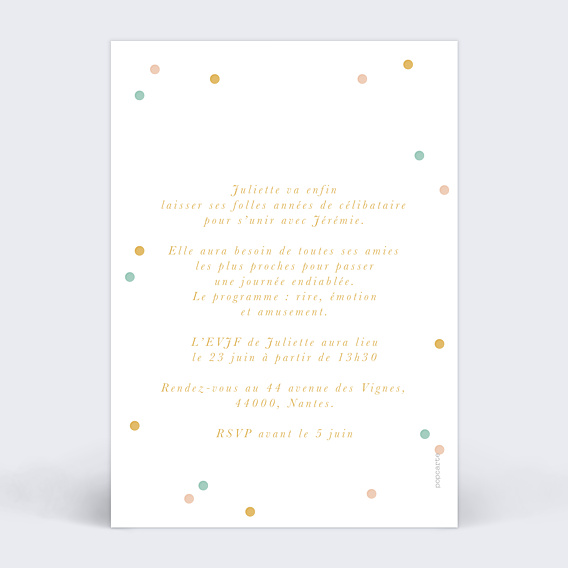 Invitation EVJF Confettis