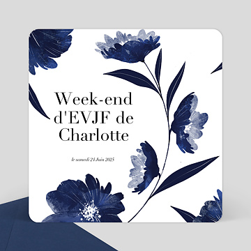 Invitation EVJF Fleurs Bleues Aquarelle 