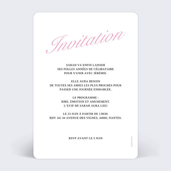 Invitation EVJF Glamour