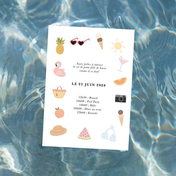 Carte invitation EVJF Pool Party Après 4