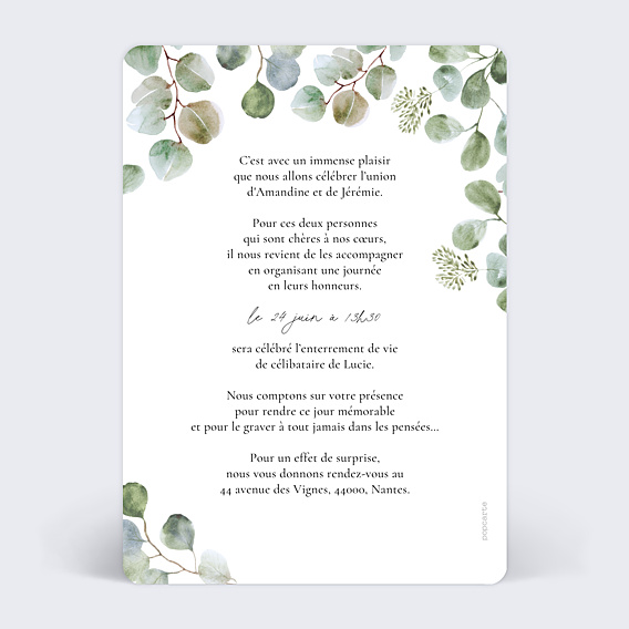 Invitation EVJF Euclayptus Verdoyant