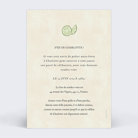 Invitation EVJF Cocktail Mojito