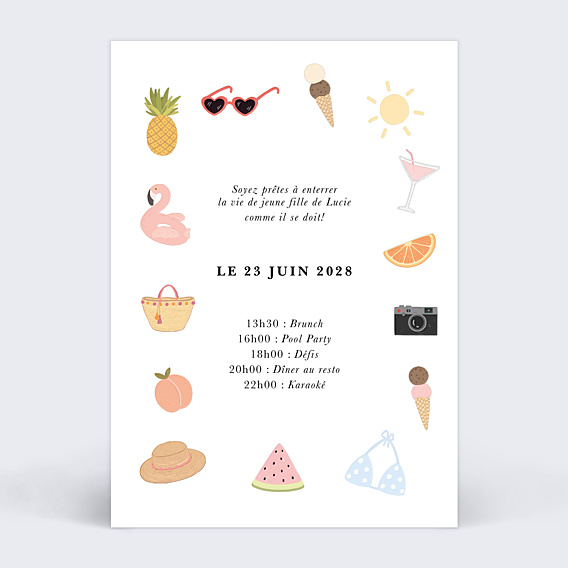 Invitation EVJF Pool Party