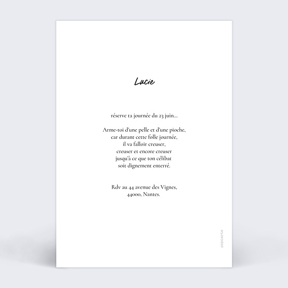 Carte invitation EVJF Définition EVJF Verso