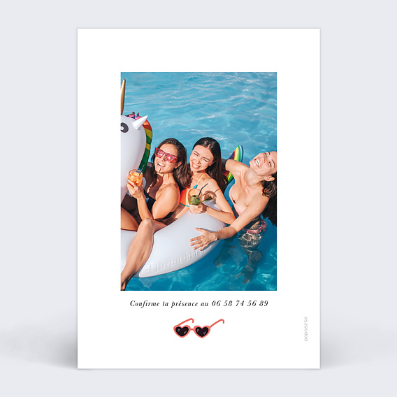 Carte invitation EVJF Pool Party Verso