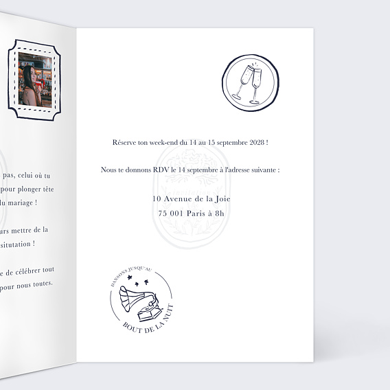 Carte invitation EVJF Passeport Intérieur Droit