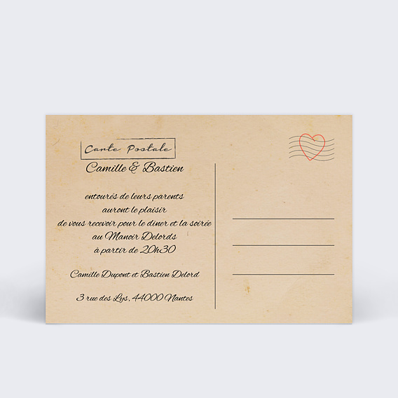 Cartes Invitation Mariage Carte Postale Vintage