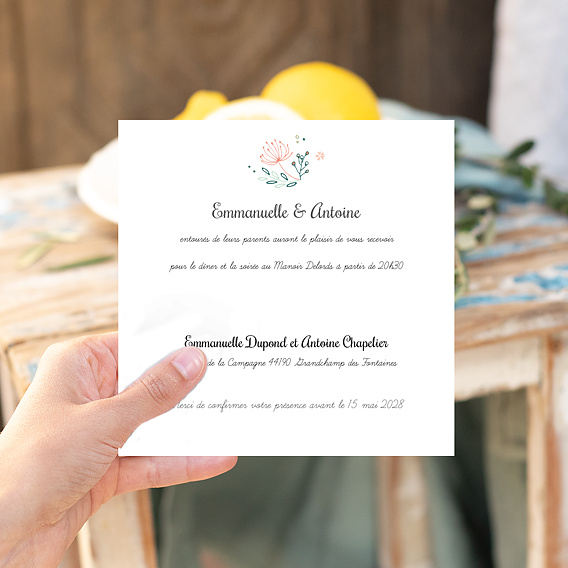 Cartes Invitation Mariage Couronne de Fleurs