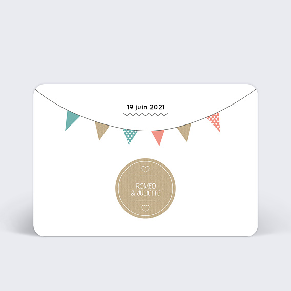 Cartes Invitation Mariage Fanions vintage