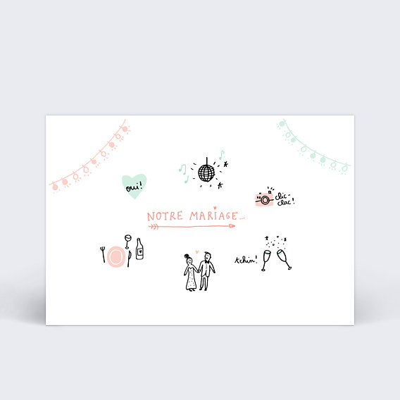 Faire-part de Mariage illustré - Popcarte