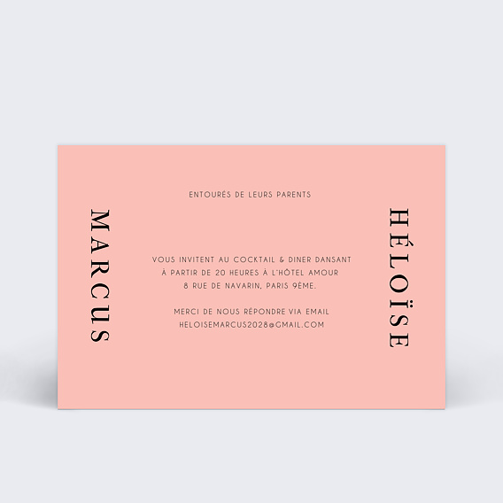 Cartes invitation mariage Mister M Marcus