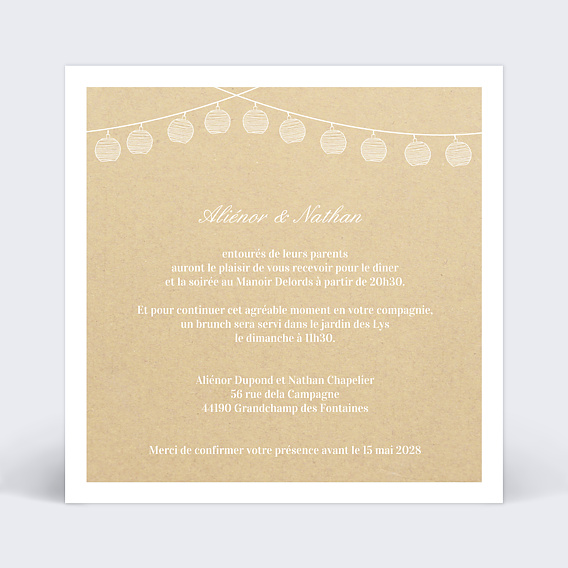 Carte Invitation Mariage Mr & Mrs - Popcarte