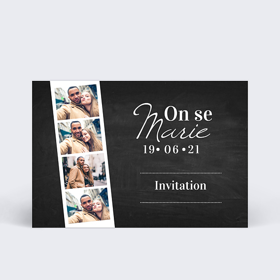 Cartes invitation mariage Photomaton ardoise