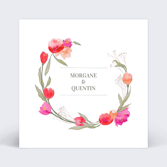 Cartes Invitation Mariage Ronde de fleurs