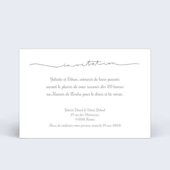 Cartes Invitation Mariage Lettres Chic