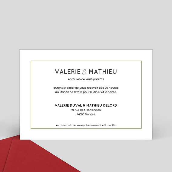 Cartes invitation mariage Graphique Verso