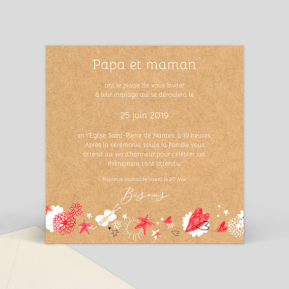Cartes invitation mariage Mariage Enfant Verso