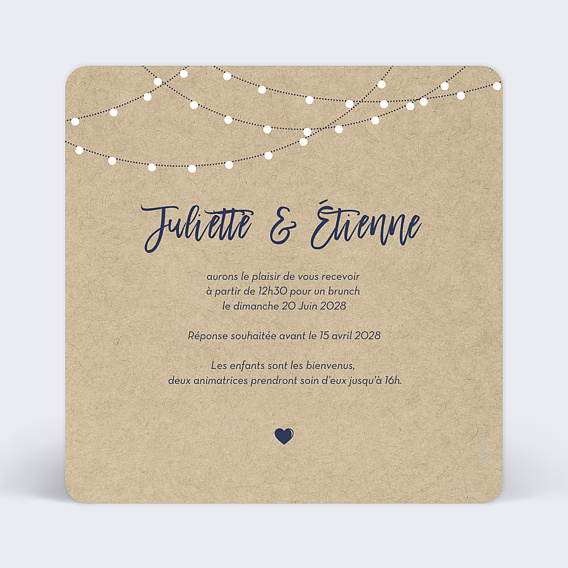 Cartes invitation mariage Notre Histoire Verso