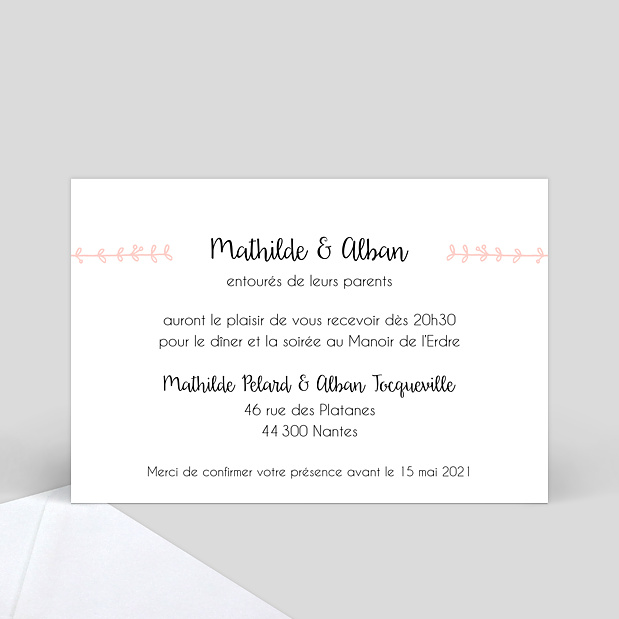 Carte d'Invitation Mariage Illustré Verso