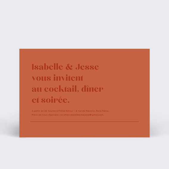 Cartes invitation mariage Mister M Jesse  Recto