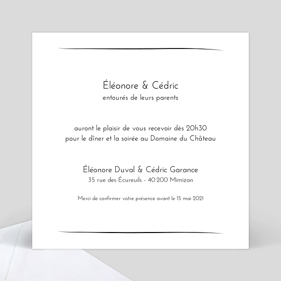 Cartes invitation mariage Timeline Calligraphie Verso