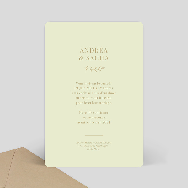 Carte Invitation Mariage Amande douce Verso