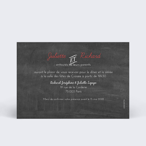 Cartes invitation mariage Polaroïd Verso