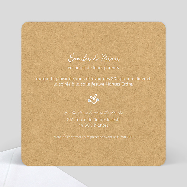 Invitation mariage timeline dentelle Verso