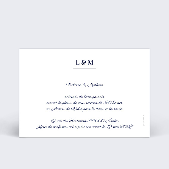 Cartes invitation mariage Jolie Lavande Verso