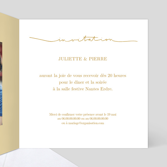 Cartes invitation mariage Ligne Intérieur Droit