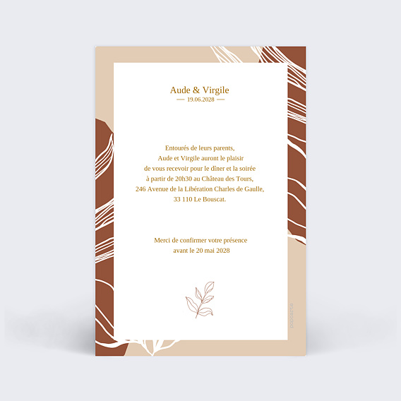 Cartes invitation mariage Boho Verso