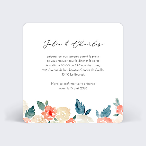 Cartes Invitation Mariage Envolée Florale