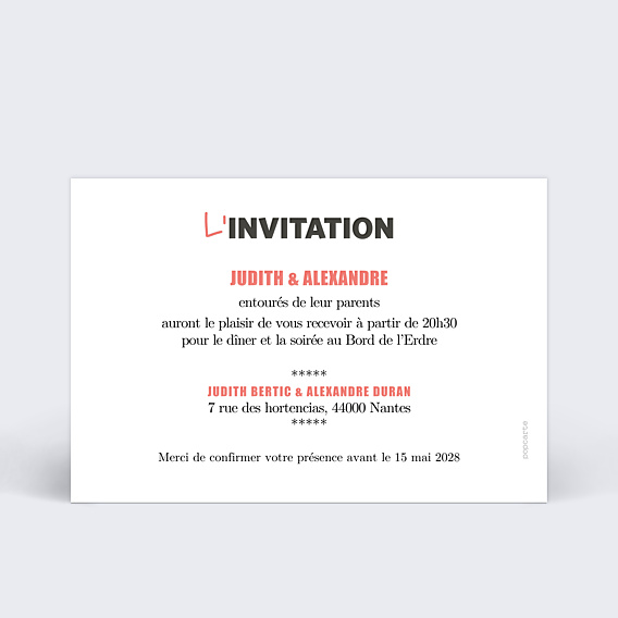 Cartes Invitation Mariage Affiche de Film