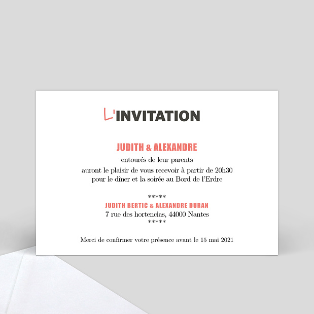 Carte d'Invitation de Mariage Affiche de Film Verso