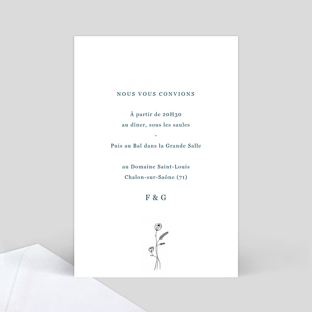 Carte d'Invitation de Mariage Idylle Verso