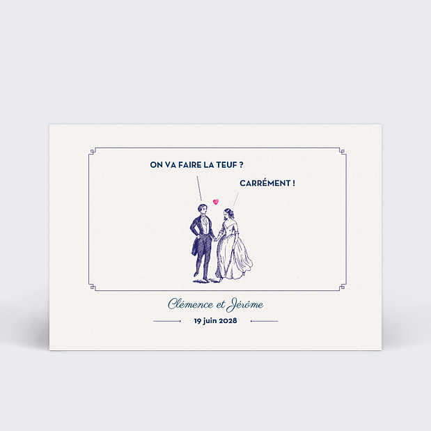 Carte Invitation Mariage Hirondelle d'Amour Recto