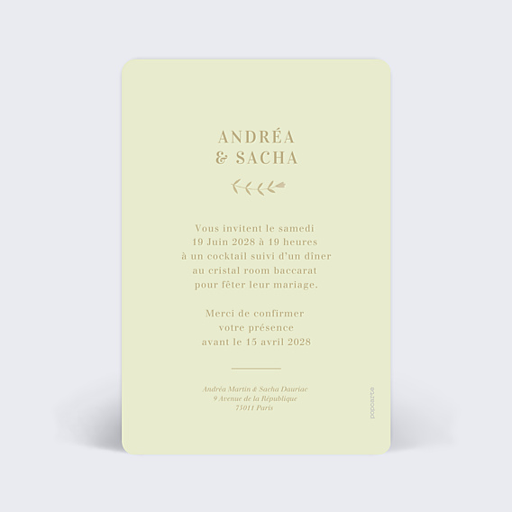 Cartes Invitation Mariage Amande Douce