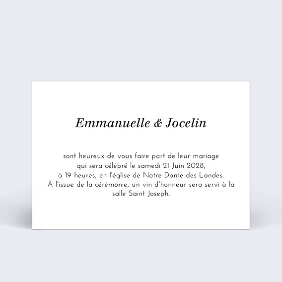Cartes Invitation Mariage Sobre et Joli