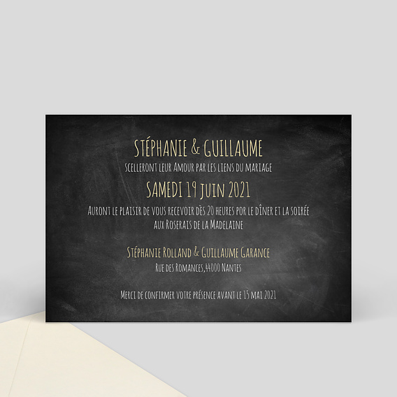 Cartes invitation mariage Ardoise Verso